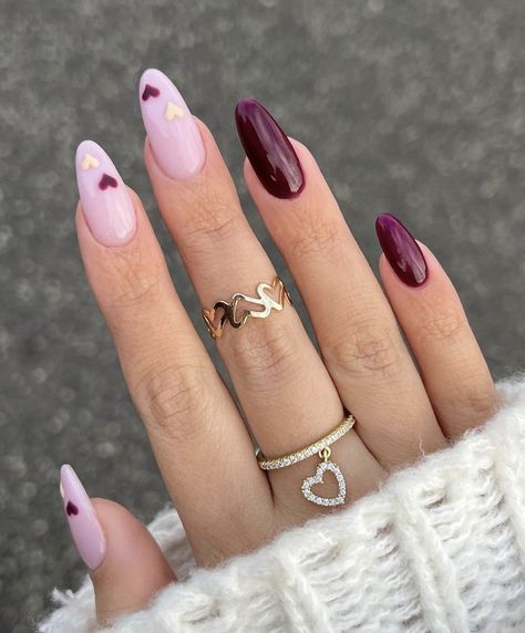 Heart Nail Designs, Romantic Nails, January Nails, Casual Nails, Heart Nails, Chic Nails, Fall Nail, Valentine's Day Nails, Purple Nails