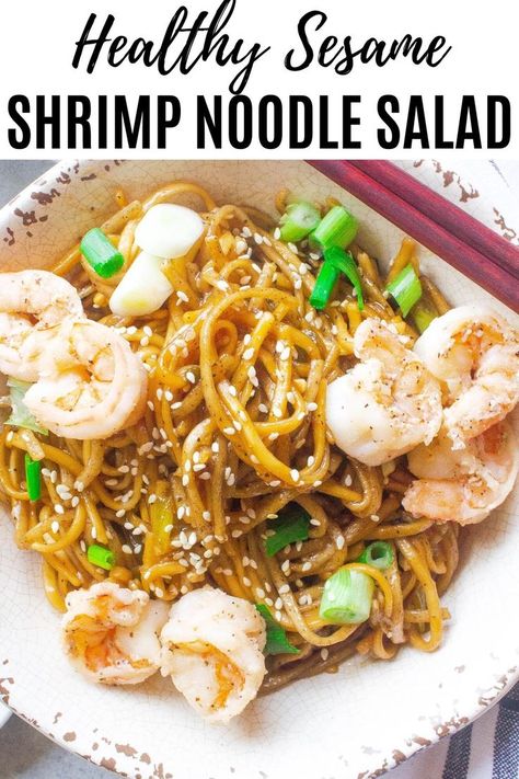 Shrimp Noodles Recipes, Cold Noodles Recipes, Sesame Shrimp, Soba Noodles Recipe, Soba Noodle Salad, Noodle Salad Cold, Healthy Noodles, Shrimp Noodles, Soba Noodles Salad