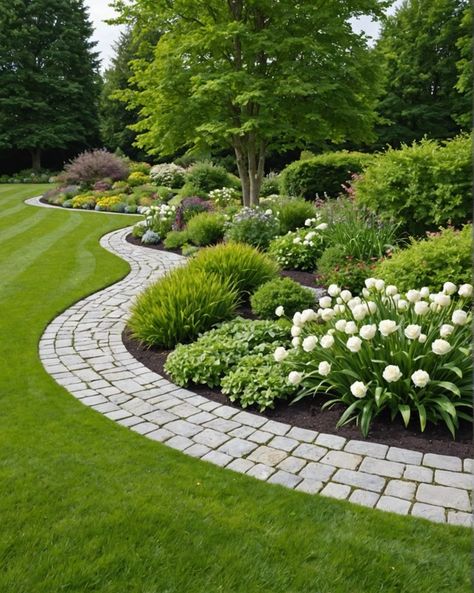 20 Lawn Border Ideas To Define Your Landscape - Toolz Geek Patio Border Ideas Landscape Edging, Full Landscape Ideas, Potted Plant Border, Lawn Garden Ideas Front Yards, Borders For Gardens, Backyard Border Ideas, House Border Landscape, Front Border Design, Landscaping Around Deck Ideas