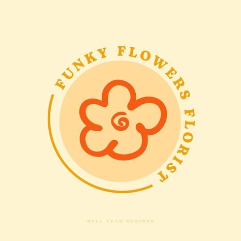 Funky Flower logo design Cute Logos For Small Business, Flower Logo Design Graphics, Small Business Logo Ideas, Flower Shop Logo Design, Fun Logos Inspiration, Handmade Branding, Flower Logos, Logo Design Flower, Flower Shop Logo