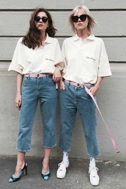 Oversized Polos Are Back; Here's How To Wear Them According To Instagram #refinery29  http://www.refinery29.com/polo-shirts-oversized-trend-photos#slide-2  Wear it with jeans and heels or sneakers. ... Oversized Polo Shirt Outfit, Oversized Polo Outfit, Polo Shirt Outfits, Oversized Polo, Polo Outfit, Oversized Shirts, Oversized Jeans, Striped Polo Shirt, Tshirt Outfits