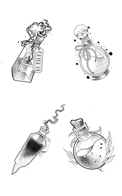 Spell Jar Tattoo, Poison Bottle Tattoo Design, Eagle Tattoo Sketch, Poison Bottle Drawing, Poison Sketch, Poison Bottle Tattoo, Potion Bottles Drawing, Poison Tattoo, Bottle Sketch