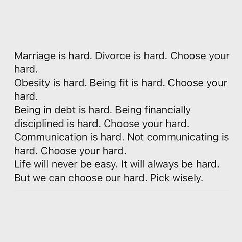 STRONG Fitness Mag’s Instagram profile post: “@coach_jvb Reflection Sundays☺️ The great news is you have 100% control over whatever decision you make. And once you accept that…” Choose Your Hard, Marriage Is Hard, Honest Quotes, Hard Quotes, Marriage Is, Self Help Books, Self Respect, Mindfulness Quotes, Tag Someone Who