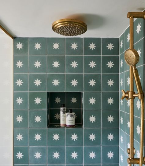 Bert And May, Bert And May Tiles, Here's To The Fools Who Dream, Tile Handmade, Star Tile, Tiled Hallway, Green Inspiration, Bathroom Top, Green Tile