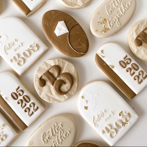 Neutral Bridal Shower Dessert, Boho Engagement Cookies, Boho Bridal Shower Cookies Decorated, Dog Wedding Cookies, Neutral Bridal Shower Cookies, Bubbles And Brews Cookies, Engagement Party Cookies Decorated, Love Is Brewing Cookies, Bridal Shower Royal Icing Cookies