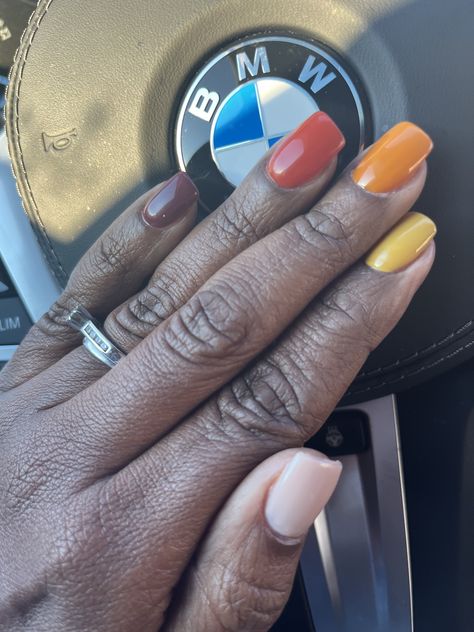 Multicolored Fall Nails, Skittles Nails, Shellac Nails Fall, Short Red Nails, 2023 Nails, Gel Toe Nails, Gel Toes, Stylish Nails Designs, Nail Beauty