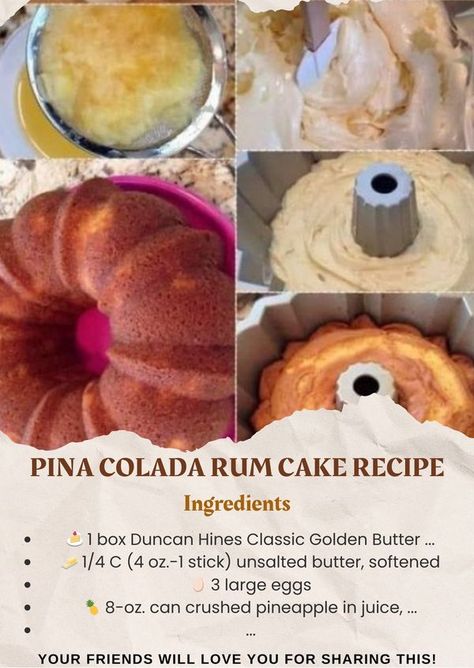 Pina Colada Rum Cake Recipe, Golden Butter Cake, Rum Cake Recipe Easy, Pina Colada Rum, Rum Cake Recipe, Flavored Rum, Dessert Healthy, Halloween Jokes, Rum Balls