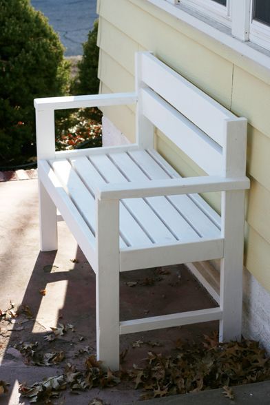 Small Garden Bench, Diy Bank, Garden Bench Diy, White Bench, Diy Bench, Diy Holz, Woodworking Bench, Diy Furniture Table, Wooden Bench