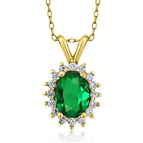 Oval Green Nano Emerald 14K Yellow Gold Pendant 124 Cttw With 18 Inch Chain -- Be sure to check out this awesome product affiliate link Amazon.com Emerald Pendant Necklace, Gold Necklace For Women, Emerald Necklace Pendant, Vintage Pendant Necklace, Necklace For Girlfriend, Halo Pendant, Elegant Pendant, Emerald Pendant, Gold Necklace Women