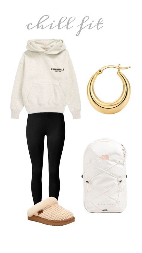 SEO, Uggs, Northface, Essentials Hoodie, tiktok, fall, comfy, back to school Essentials Hoodie Outfit, Hoodie Outfit Ideas, White Hoodie Outfit, Outfits Uggs, Essentials Hoodie, Slay Outfits, Cute Dress Outfits, Chill Fits, Casual Preppy Outfits