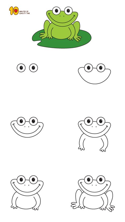 How To Draw a Frog Step by Step for Kids Children Art Ideas, Draw Frog, Frogs For Kids, Draw A Frog, Kid Painting, Drawing For Children, Trin For Trin Tegning, Ako Kresliť, Easy Step By Step Drawing