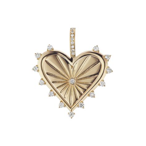 Marlo Laz, Spiked Heart Charm by Marlo Laz - MUSE Showroom Gold Heart Bracelet, Antique Collectors, Everyday Gifts, Fine Jewels, Gold Diamond Rings, Gold Heart, Heart Bracelet, Lotus Flower Tattoo, White Diamonds