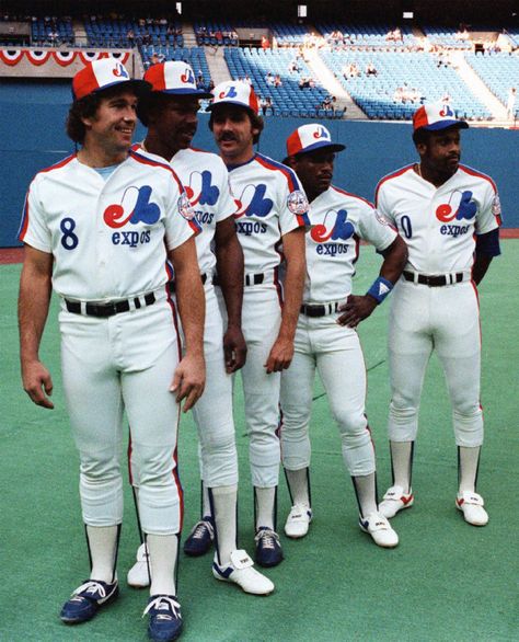 1982 Expos All Stars: Gary Carter, Andre Dawson, Steve Rogers, Tim Raines and Al Oliver Mlb Uniforms, Andre Dawson, Baseball Legends, Independent Day, Vladimir Guerrero, Montreal Expos, Baseball Vintage, Baseball Uniforms, Baseball Photos