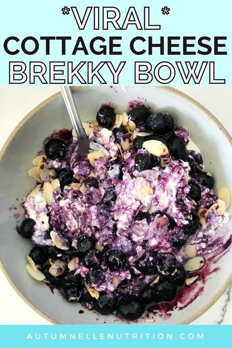 My Absolutely Viral Blueberry Cottage Cheese Bowl Recipe Baked Potato With Cottage Cheese, Cottage Cheese Oatmeal Recipes, Blended Cottage Cheese Breakfast, Cottage Cheese Blueberry Toast, Thm Cottage Cheese Recipes, Breakfast Ideas For Gut Health, Weight Watchers Cottage Cheese Bowls, Cottage Cheese Blueberry Bake, Healthy Cottage Cheese Recipes Snacks