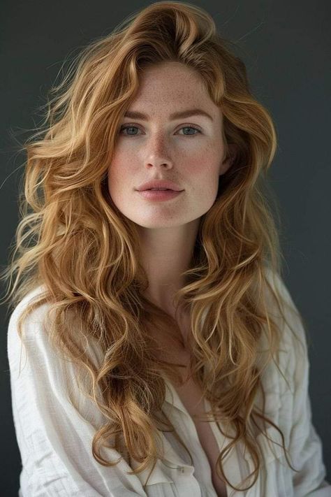 Haircuts For Fine Wavy Hair Long, Wavy Hairstyle, Romantic Curls, Hair Color Light Brown, Strawberry Blonde Hair, Long Red Hair, Long Wavy Hair, Long Red, Mermaid Hair