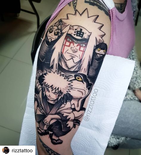 #Repost @rizztattoo • • • • • Jiraiya 😍 Follow for more content like this 🔥 . #anime #manga #tattoo #animetattoo #ink #animeink… Gengar Tattoo, All Seeing Eye Tattoo, Hunter Tattoo, Key Tattoos, Naruto Tattoo, Geek Tattoo, Owl Tattoo Design, Alien Tattoo, Intricate Tattoo