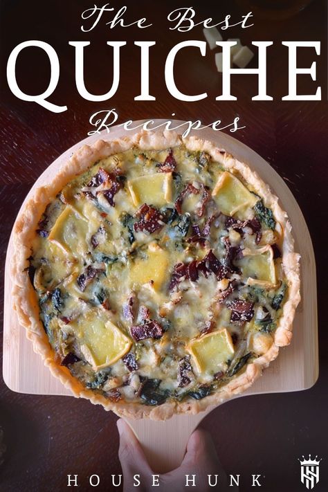 Morning, noon, or night, you’ll want to indulge in one of these rich, custardy quiches. From the traditional quiche Lorraine to the Bacon and Cheese Quiche, each of these incredible dishes highlights the delightful combination of vegetables, cheeses, or meats. Quiche recipes like Zucchini and Sweet Corn Quiche and Puff Pastry Smoked Salmon and Crème Fraîche Quiche are delicious and perfect for any meal.  Tap to read more from House Hunk + Fatherhood At Its Finest Dessert Quiche Recipes, Quiche Presentation Ideas, Quiche With Gruyere Cheese, Unique Quiche Recipes, Quiche Casserole Recipes, Fall Quiche Recipes, Meat Quiche Recipes, Pretty Quiche, Quiche Filling Ideas