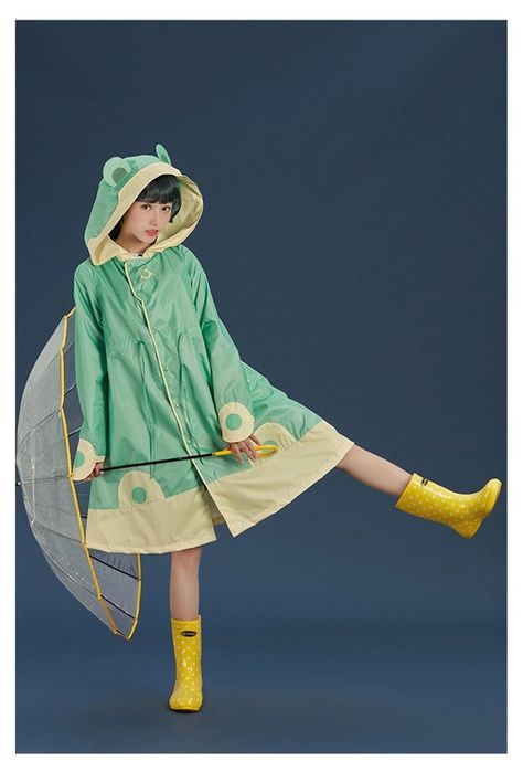 Frog Raincoat, Frog Fashion, Maid Girl, Summer Fairy, Anime School, Cosplay Kawaii, Girl Cat, Body Reference Poses, Human Poses Reference