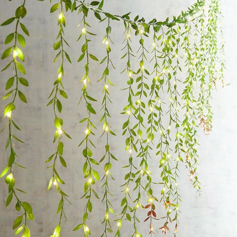 Faux Greenery Curtain LED Glimmer String Lights Willow Garland, Artificial Vines, Intimate Lighting, Willow Leaves, Willow Leaf, Greenery Garland, Hanging Garland, Leaf Garland, Indoor Patio Furniture