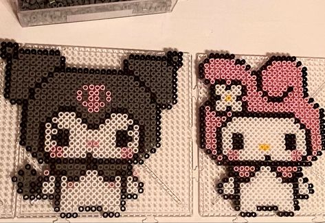 My Melody Melty Beads, Perler Bead Art Hello Kitty, Aztec Perler Bead Patterns, My Melody Pearl Beads, Sanrio Melty Beads, Pearler Bead Hello Kitty, Hello Kitty Iron Beads, Sanrio Beads Pattern, Sanrio Iron Beads