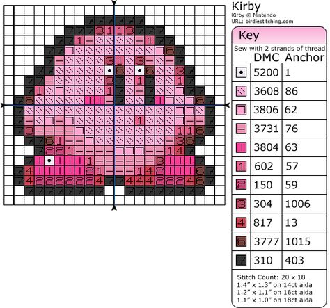 Kirby Pixel Art Kawaii Stitch, Cross Stitch Games, Tiny Cross Stitch, Pixel Art Templates, 8bit Art, Pixel Drawing, Pixel Crochet, Mini Cross Stitch, Pixel Pattern