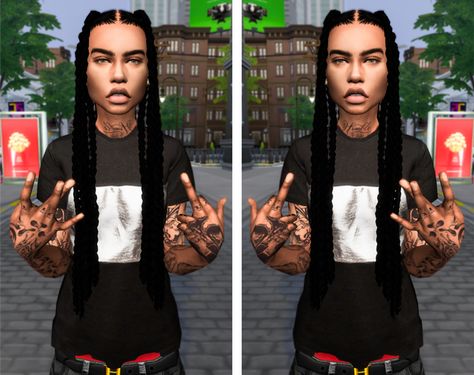 STRAPGAWD | Hair + Sim (Shay Ellis) | EbonixSims on Patreon Stud Hairstyles, Sims Patreon, Stud Outfits, Stud Clothing, San Myshuno, Sims 4 Black Hair, Sims 4 Cas Mods, Sims 4 Cc Kids Clothing, Play Sims 4