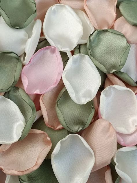 Moss Green Flower Petals Blush Rose Petals Blush Pink Ivory | Etsy Ukraine Sage Green Pink And Silver Wedding, Sage Green And Old Rose Wedding, Blush And Sage Centerpieces, Sage And Pink Wedding Color Schemes, Moss And Blush Wedding Colors, Pink Green And White Aesthetic, Moss Green And Blush Wedding, Green Pink Wedding Colors, Pink And Green Wedding Reception