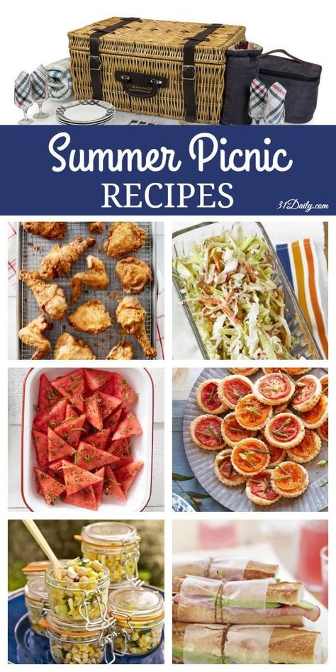 Summer Picnic Recipes, Family Picnic Food, Family Picnic Foods, Best Picnic Food, Easy Picnic Food, Picnic Potluck, Summer Picnic Food, Picnic Menu, Picnic Snacks