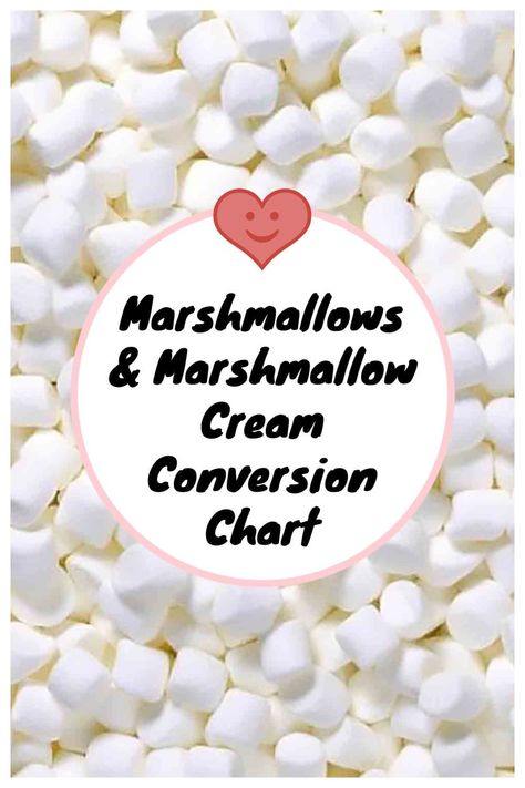 Marshmallows & Marshmallow Cream Conversions with mini marshmallows, large marshmallows and marshmallow fluff cream measurements when baking. Large Marshmallows, Marshmallow Fluff Recipes, Marshmallow Desserts, Marshmallow Sticks, Party Stations, Baking Secrets, How To Make Marshmallows, Fluff Recipe, Baking 101