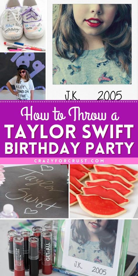 A tutorial for a Taylor Swift themed party! Not only will you find tips and techniques on throwing a Taylor Swift birthday party, but there are also recipes for cut out sugar cookies and pizookies. Party favors and DIY party crafts included! Diy Taylor Swift Party Decor, Taylor Swift Birthday Party Activities, Taylor Swift Themed Snacks, Taylor Swift Party Favors, Taylor Swift Birthday Party Ideas Decoration, Taylor Swift Party Food, Taylor Swift Themed Birthday Party, Taylor Swift Themed Party, Taylor Swift Birthday Party