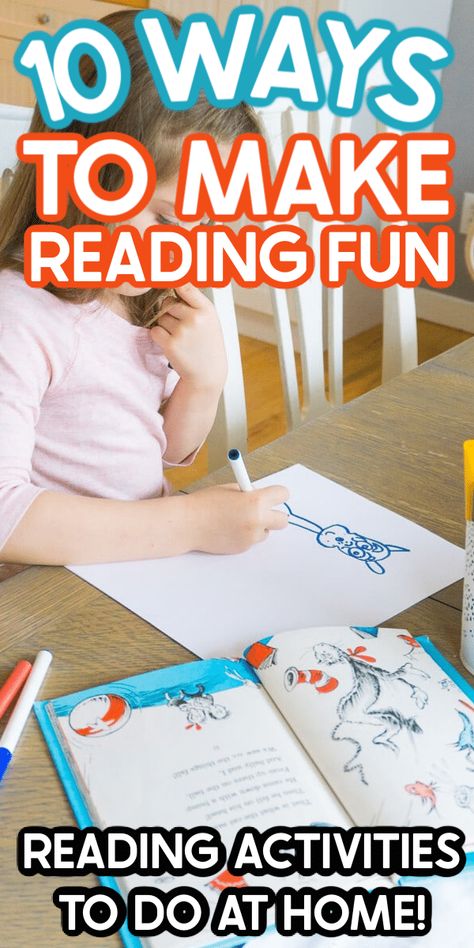 These fun reading activities will make reading at home more fun for all ages! Perfect for anyone looking for how to make reading more fun at home! Preschool Reading Activities, Fun Reading Games, Reading Games For Kids, Make Reading Fun, Fun Reading Activities, Literacy Activities Preschool, Pre Reading Activities, Fluency Activities, Kindergarten Reading Activities