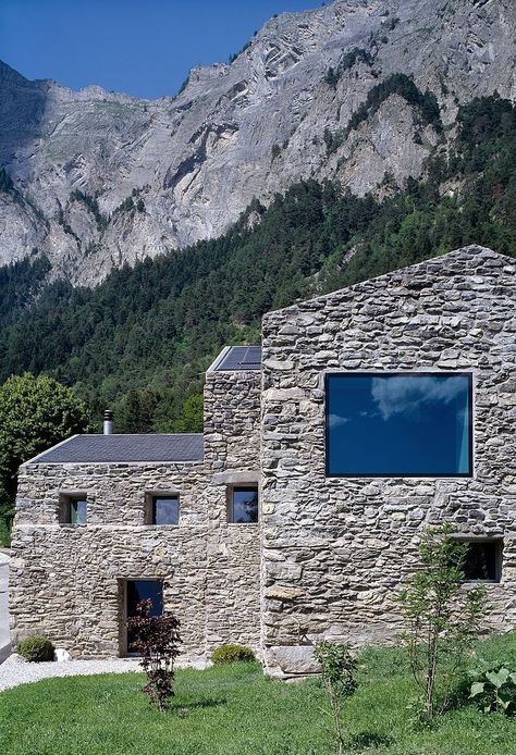 Rustic Home by Savioz Fabrizzi Architecte House Transformation, Architecture Renovation, Stone Building, Chalet Design, Rural House, Stone Architecture, Rustic Stone, Architecture Old, Old Stone