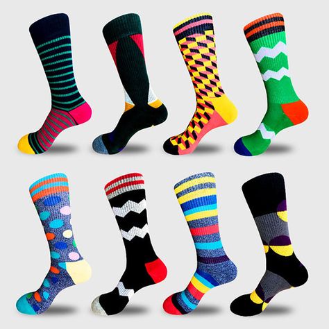 Men's Funny Socks Cotton Paragraph Stripe Geometric Middle Tube Socks Mens Striped Socks, Skateboard Fashion, Funny Socks, Long Socks, Happy Socks, Tube Socks, Colorful Socks, Fashion Socks, Winter Colors