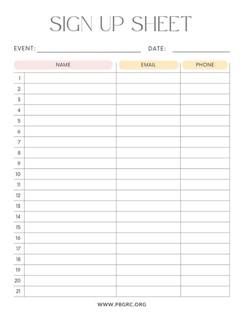 Signup Sheet Template Free Printable, Sign In Sheets Printable, Email Sign Up Sheet Free Printable, Sign Up Sheets Printable Free, Sign Up Sheet Template Free Printable, Sign In Sheet Template Free Printable, Administrative Assistant Organization, Sign Up Sheet Template, Pink Sign