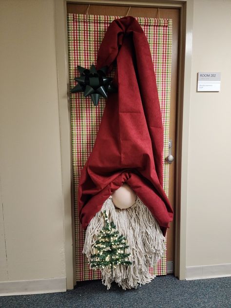 Gnome Door Decorating Contest, Gnome Christmas Door Decorating Contest, Door Gnome, Contest Ideas, Christmas Door Decorating Contest, Door Decorating Contest, Gnome Door, Door Decorating, Office Door