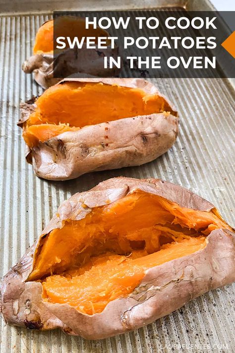 Learn how to bake whole sweet potatoes with crispy skins and pillowy soft centers every time. Microwave Sweet Potatoes, Cooked Sweet Potatoes, Bourbon Sweet Potatoes, Microwave Sweet Potato, Sweet Potato Recipes Baked, Sweet Potato Souffle, Sweet Potato Tacos, Sweet Potato Biscuits, Sweet Potato Muffins