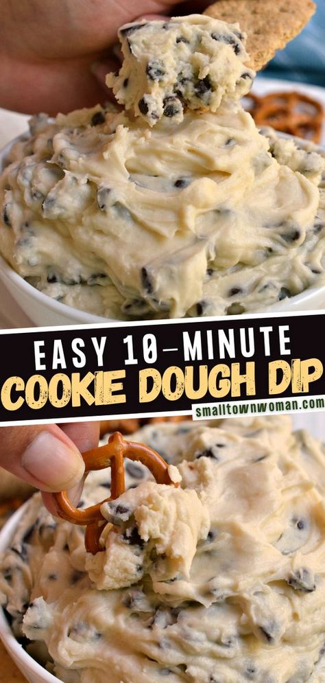 Easy Cookie Dough Dip, Potluck Snacks, Easy Dessert Dips, Easy Cookie Dough, Easy Potluck, Dessert Dip, Cookie Dough Dip, Sweet Dips, Dip Recipes Easy