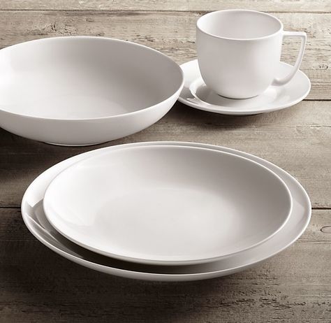 6 Dinnerware Sets That Will Outlast Your Design Whims — Shopping | The Kitchn - Chinese Porcelain Classic Coupe 20-Piece Dinnerware Set with Classic Coupe Soup Bowl, $180 at Restoration Hardware Classic Dinnerware, White Dinnerware Set, Fancy Kitchens, Bone China Dinnerware, White Dinnerware, White Dishes, Porcelain Dinnerware, Porcelain Floor Tiles, Dinner Plate Sets