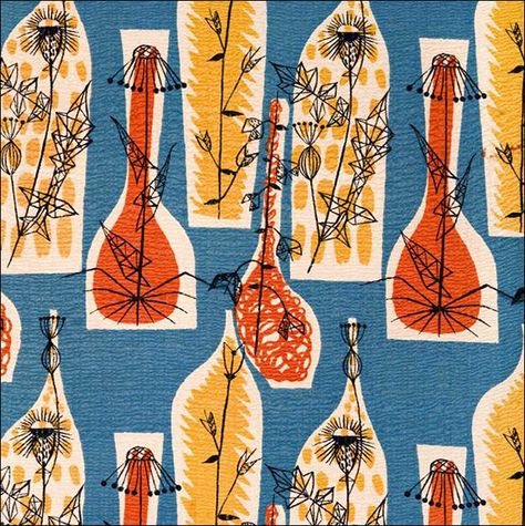 Retro Fabric Patterns, 1950s Fabric, 60s Art, 1950s Art, California Design, Mid Century Art, Abstract Expressionist, Vibrant Colours, Textile Patterns