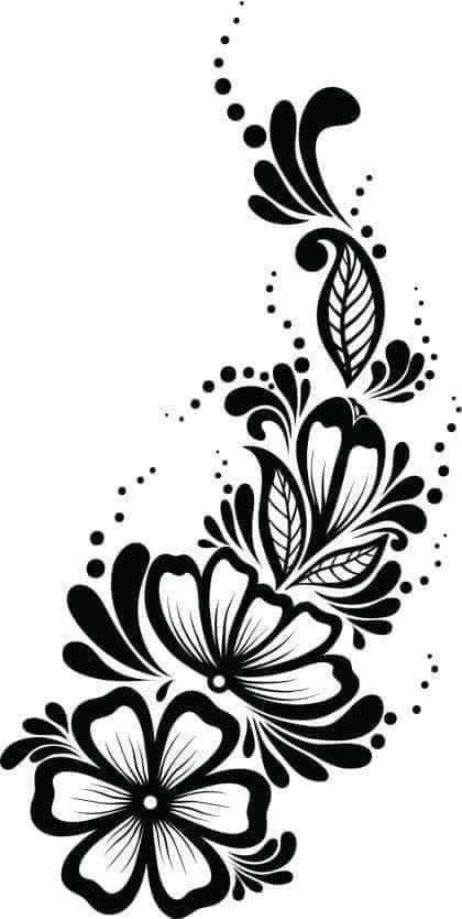 Henna Drawings, Flyer Inspiration, Black And White Flower, Flower Drawing Design, Flower Stencil, Black And White Flowers, Stencil Patterns, Henna Patterns, Henna Tattoo Designs