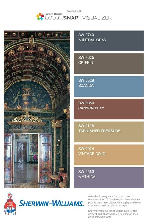 Sherwin Williams Mythical, Color Chip, Paint Colors For Home, Interior Ideas, Sherwin Williams, Color Choices, House Colors, Vintage Gold, Paint Colors