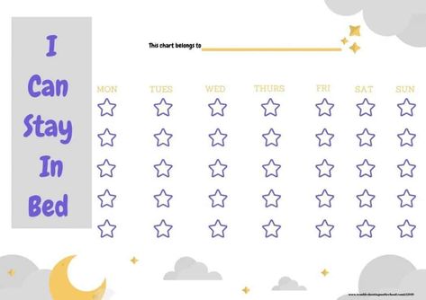 Stay In Bed Chart, Toddler Sleep Chart, Bedtime Chart, Toddler Chart, Rewards Chart, Reward System For Kids, Sleep Chart, Chores Chart, Toddler Reward Chart