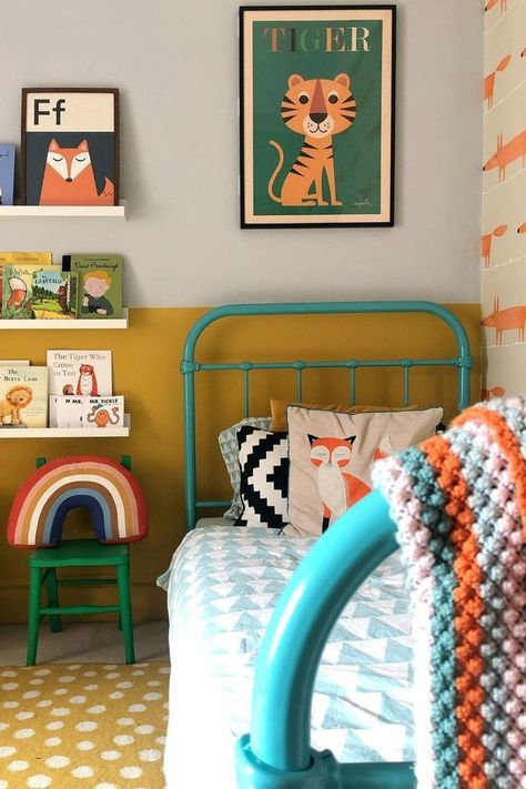 Yellow Kids Rooms, Kids Rooms Inspo, Big Boy Bedrooms, Kids Bedroom Inspiration, Shared Bedroom, Nursery Room Inspiration, Kids Room Inspiration, Boho Curtains, Alphabet Cards