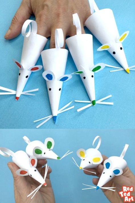 How to make a Paper Mouse Finger Puppet - super quick and easy Paper Mice Finger Puppets (or even a paper rat craft!), explore circles and semi circles to make this quick and cute craft! #paper #papercrafts #mouse #mice #yearoftherat #2020 Mouse Finger Puppet, Paper Mouse, Mouse Crafts, Paper Puppets, Puppet Crafts, Finger Puppet, Animal Crafts For Kids, Paper Crafts For Kids, Finger Puppets