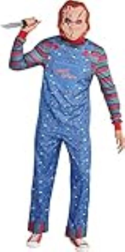 Chucky Halloween Costume for Men, Child’s Play, Standard (40-42), with Jumpsuit and Mask Chucky Costume For Kids, Chucky Halloween Costume, Creepy Costume, Bride Of Chucky Costume, Chucky Costume, Chucky Halloween, Costume For Men, Avengers Outfits, Creepy Costumes