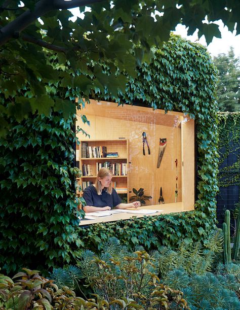 Office Shed, Backyard Office, Shed Design, Garden Studio, Garden Office, Mid Century Modern House, Garden Cottage, Book Shelf, Garden Shed