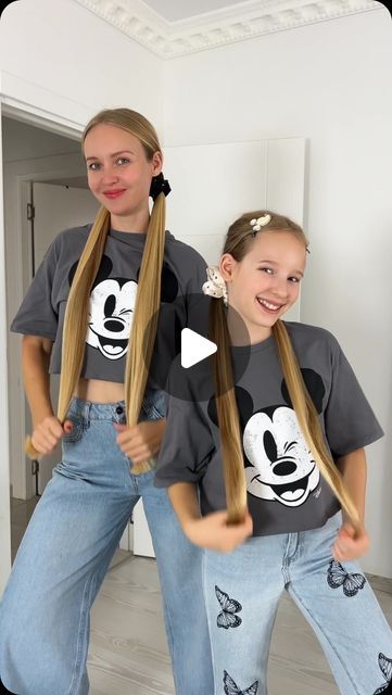 Stefani Chaglar🦋 on Instagram: "Easy And Cute Hairstyles That Can Be Done In Just A Few Minutes! 1-2 or 3? ✨ Using Kitsch & Mickey and Minnie Collection, inspired by Disney’s most iconic duo!✨ @mykitsch @disney 

 #disney #mykitsch #mickeyandminnie #mickey #longhairdontcare #longhairgoals #hairgoals #hairtutorial #haireducation #hairtransformation #hairstyles #hairideas #motheranddaughter #motherdaughterlove" Cute Hairstyles For Super Long Hair, Cute Hairstyles For Disney, Cute Barbie Hairstyles, Lorelai Hair, Easy And Cute Hairstyles, Disney Hairstyles, Prince Hair, Iconic Duo, Disney Hair