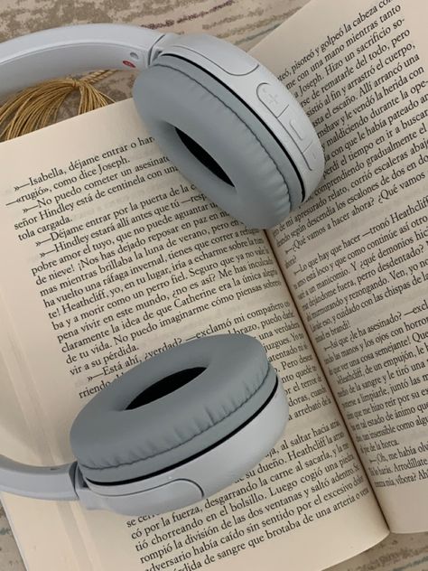 a book and a pair of headphones Aesthetic Headphones, Headphones Aesthetic, Hands Aesthetic, Blue Aesthetic, Headphones, I Hope, Blue