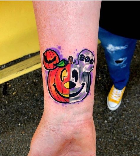 50+ Spooky Halloween Tattoo Ideas - The XO Factor Haunted Mansion Tattoo, Jack Skellington Tattoo, Cute Halloween Tattoos, Halloween Tattoo Ideas, Disney Sleeve Tattoos, Disney Sleeve, Autumn Tattoo, Disney Princess Tattoo, Mouse Tattoos