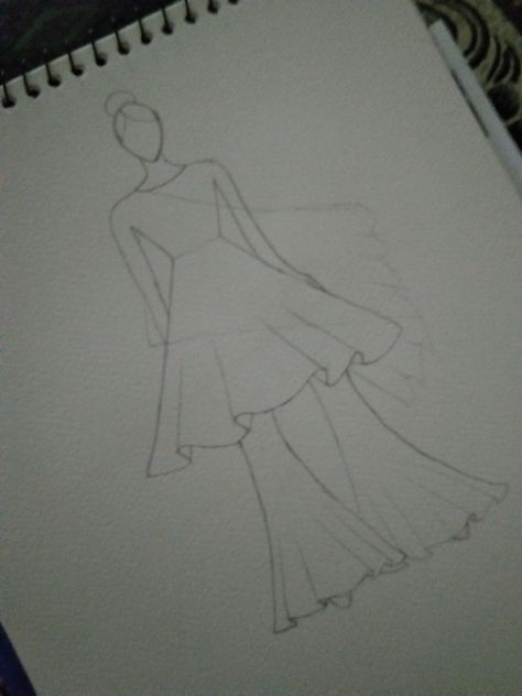 Frock Illustration, Kurti Illustration Sketch, Frock Sketches Pencil, Indian Dress Sketches Pencil, A Line Frock Flat Sketch, Portfolio Designs, Pencil Sketches Of Girls Dresses, Fashion Design Books, Long Frock